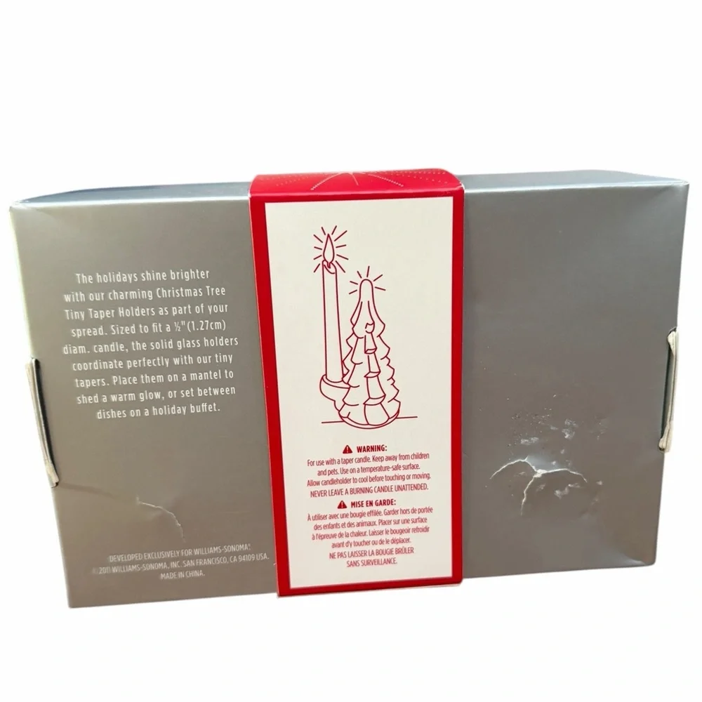 William Sonoma Glass Tree Taper Candle Holders
